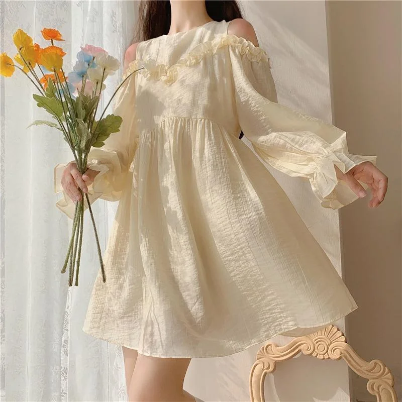 Women's Kawaii Off Shoulder Falbala Dress