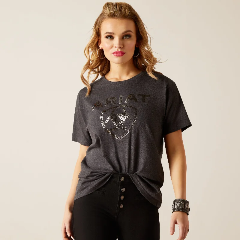 10047403 Ariat Women's Shield SS Tee Black Heather