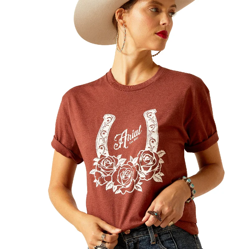 10047918 Ariat Women's Horse shoe SS T Shirt Rust Heather