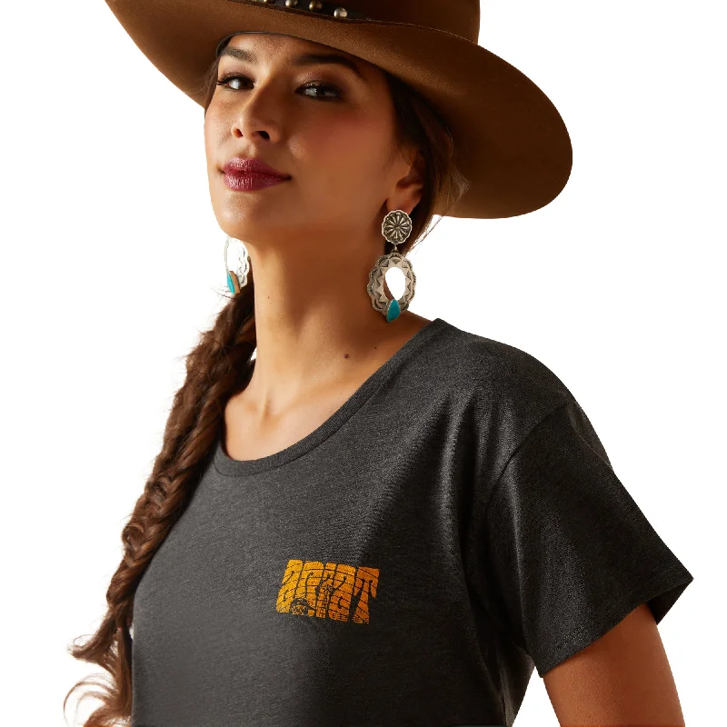 10047922 Ariat Women's Groovy Sunset SS T Shirt Charcoal Heather