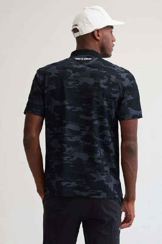 Camouflage China Collar Men T-Shirt(camouflage china collar T-shirt)