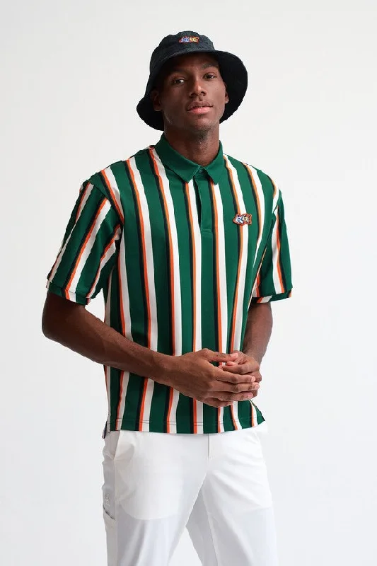 Multi Stripe Pattern PoloT-Shirt(multi-stripe pattern polo t-shirt)