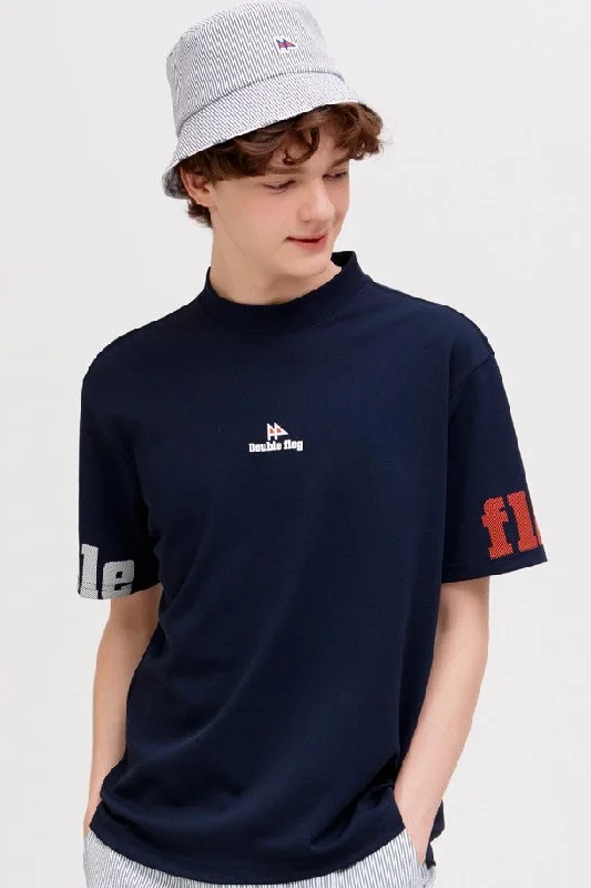 DF Navy LOGOPrinted Cotton Short SleeveT-Shirt (DXTS2B902N3)