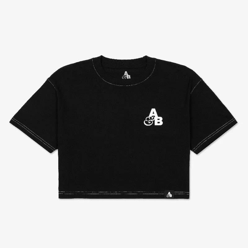 Above & Beyond Contrast Stitch Crop Tee