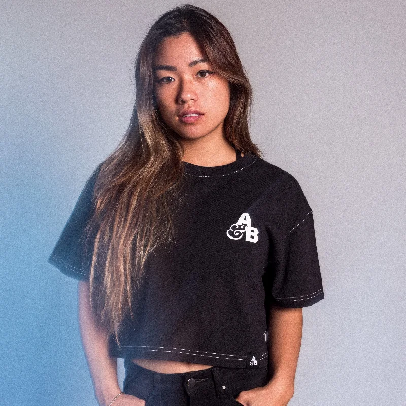 Above & Beyond Contrast Stitch Crop Tee