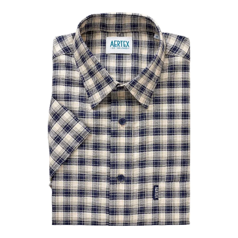 Aertex - Taunton Polo - Sand/Navy Check