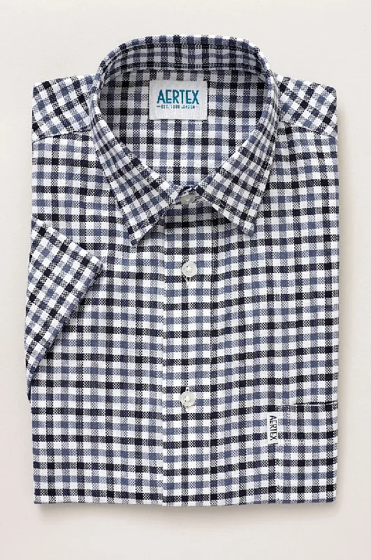 Aertex - Taunton Polo - Navy/Charcoal Check