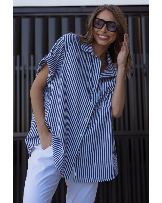 Alexandra Rogue Shirt - Navy Stripe