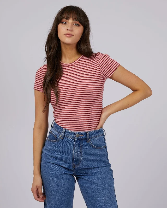 All about Eve Eve Rib Stripe Tee - Pink