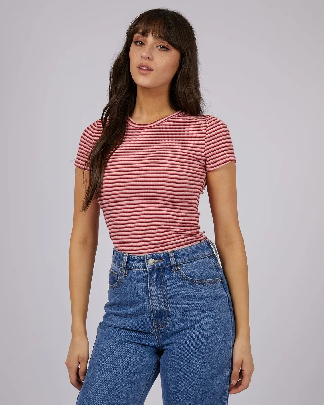 All about Eve Eve Rib Stripe Tee - Pink