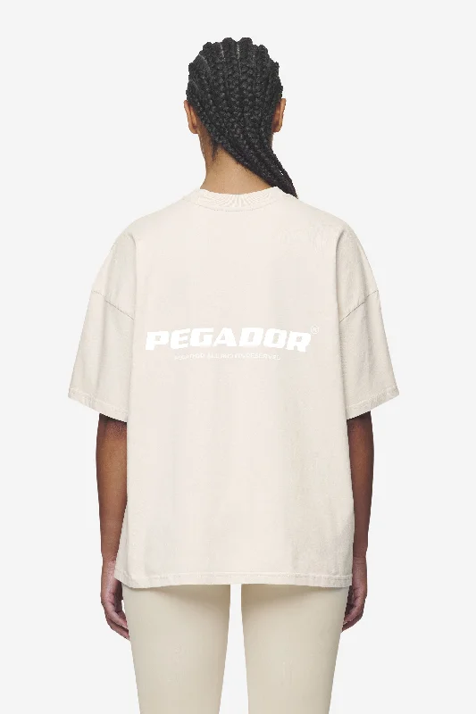 Arendal Logo Heavy Oversized Tee Washed Coast Sand White