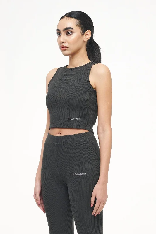 Ayla Crop Top Vintage Washed Iron Grey