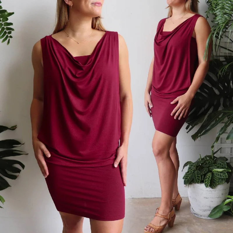 Bamboo Cowl Neck Top or Mini Dress