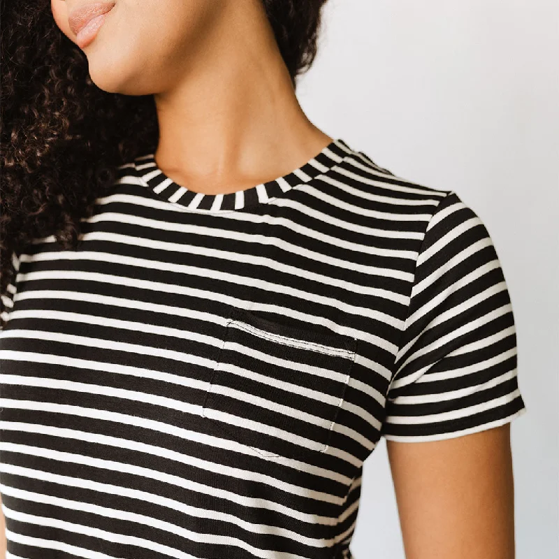 Basic Tee, Ivory and Black Stripe