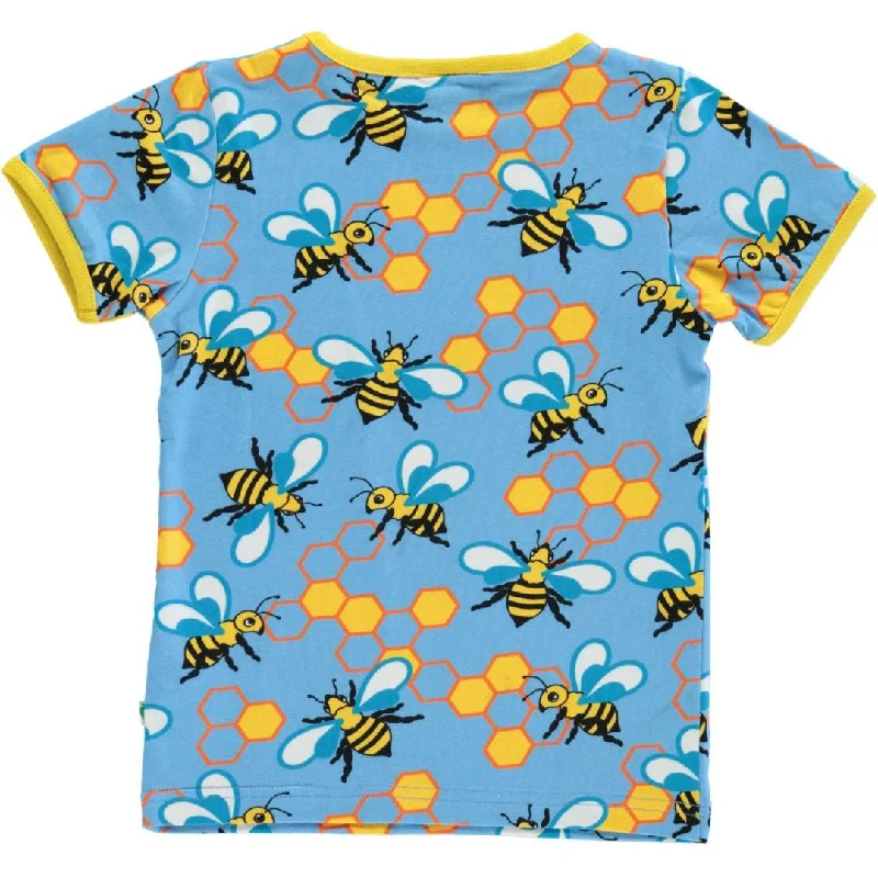 Bees Short Sleeve Shirt  in Blue Grotto