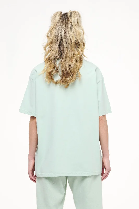 Beverly Logo Oversized Tee Vintage Washed Milky Green Gum