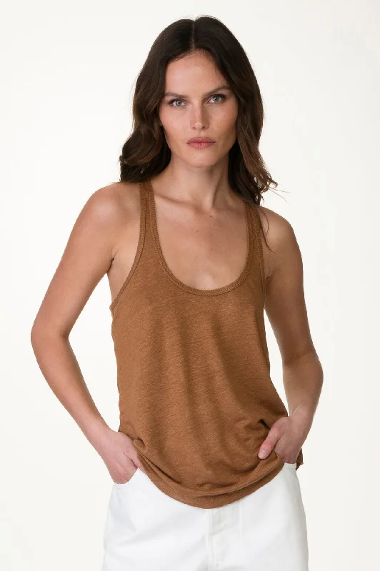 Brown Linen Loose Tank