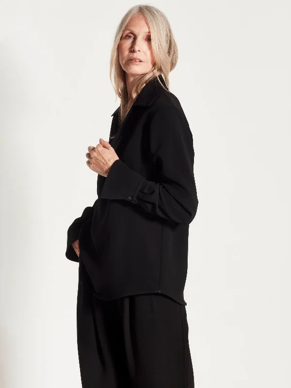 Carey Blouse (Triacetate Drape) Black