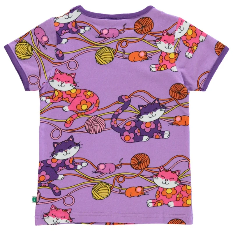 Cats Short Sleeve Shirt  in Viola - 1 Left Size 3-4 years