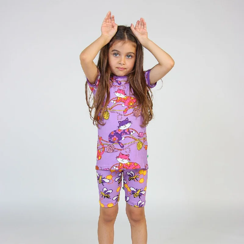 Cats Short Sleeve Shirt  in Viola - 1 Left Size 3-4 years