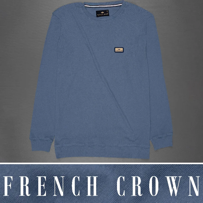 Chambray Blue Full Sleeve Premium Cotton Jersey Sweatshirt