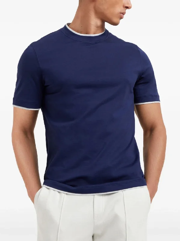 Contrast-Trim Crew-Neck T-Shirt