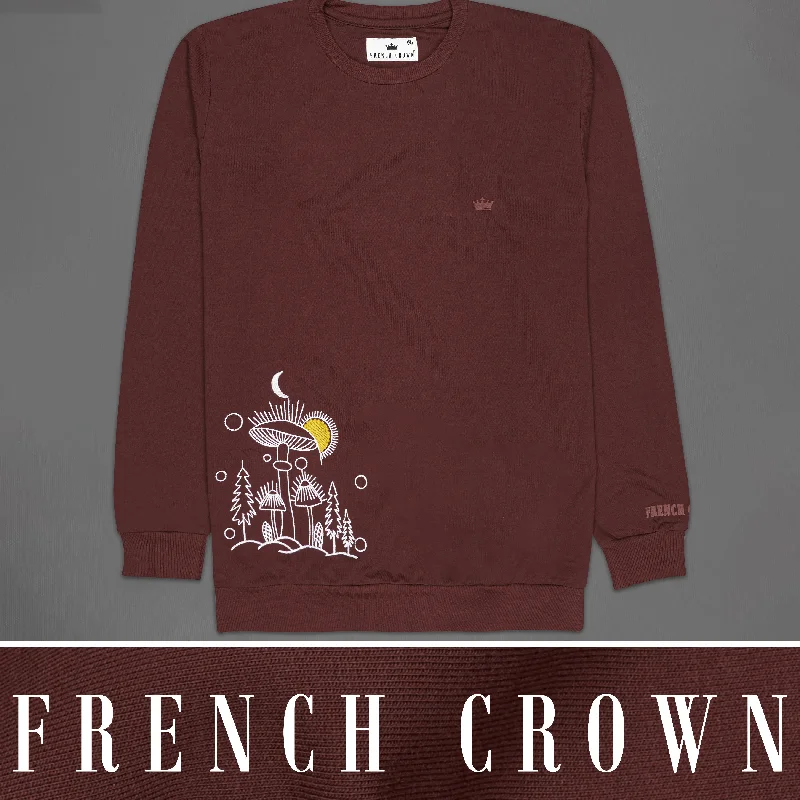 Cork Brown Embroidered Premium cotton Sweatshirt