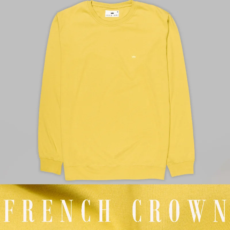 Corn yellow Super Soft Premium Cotton Full Sleeve Organic Cotton Brushed Sweatshirt