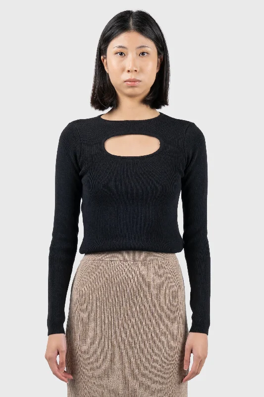 Cut Out Ribbed Knit Top