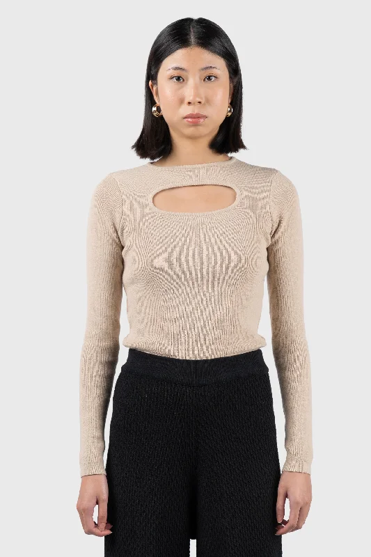 Cut Out Ribbed Knit Top