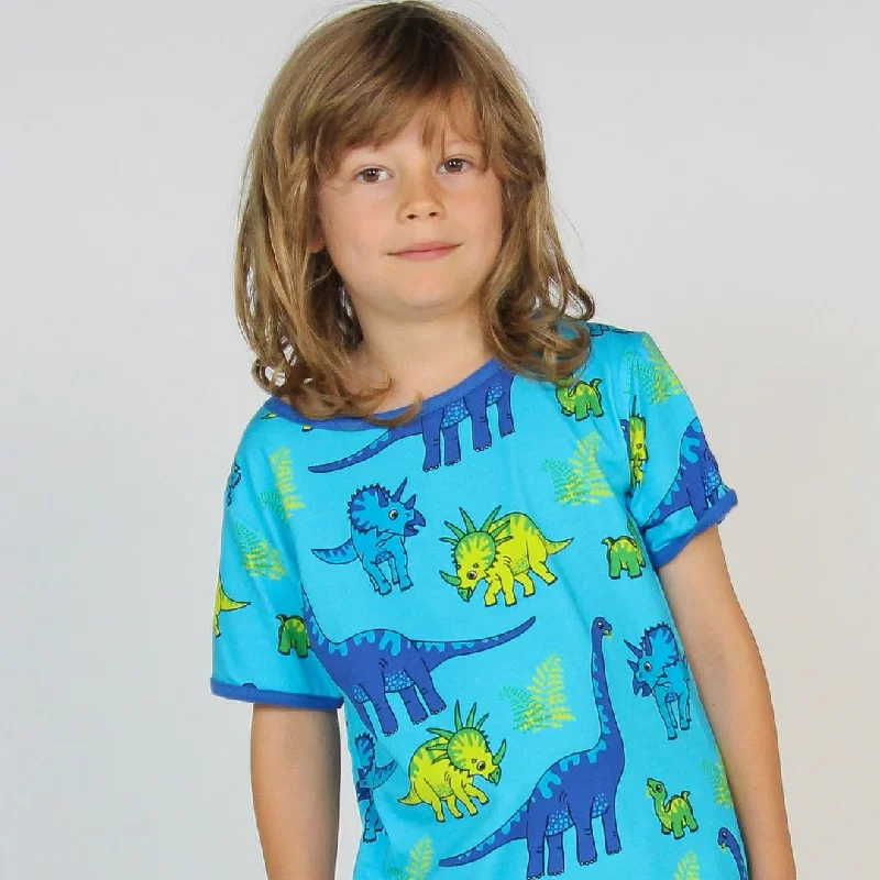 Dinosaurs Short Sleeve Shirt  in Blue Atoll