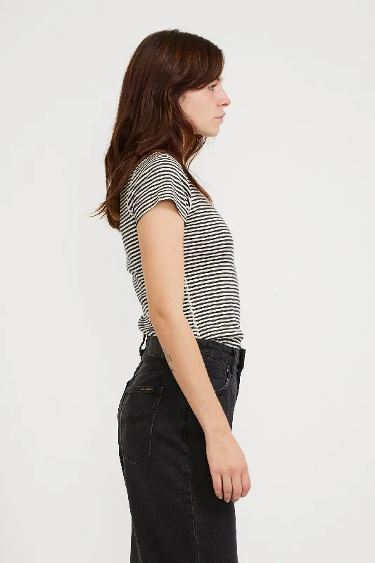 Eve Striped Slub T-Shirt Ecru/Black