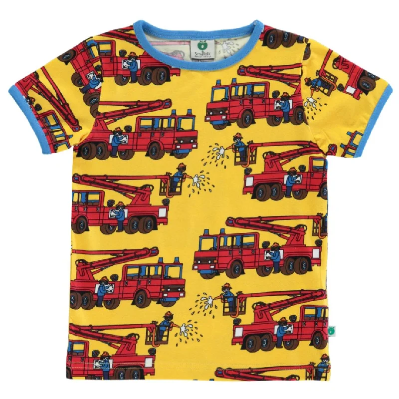 Firetruck Short Sleeve Shirt  in Yellow - 2 Left Size 7-8 & 9-10 years