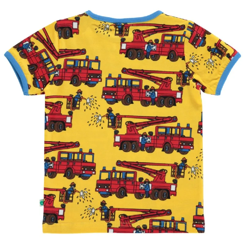 Firetruck Short Sleeve Shirt  in Yellow - 2 Left Size 7-8 & 9-10 years