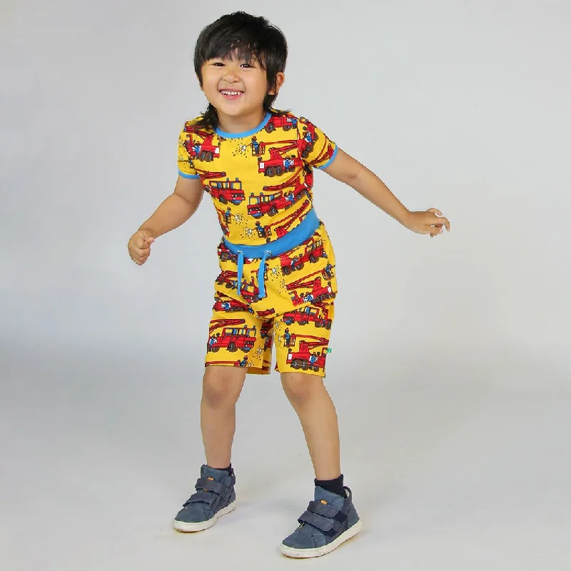 Firetruck Short Sleeve Shirt  in Yellow - 2 Left Size 7-8 & 9-10 years