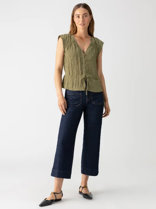 Gathered Shell Blouse Burnt Olive