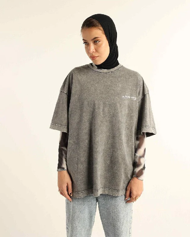 Grey Acid Washed Oversized Tee