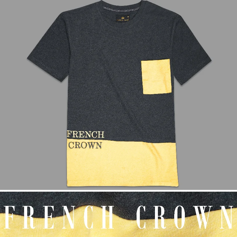 Gunmetal Gray and Marzipan Yellow Premium Cotton T-Shirt