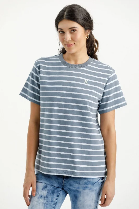 Homelee Chris Tee - Stormy Stripe with Mini X