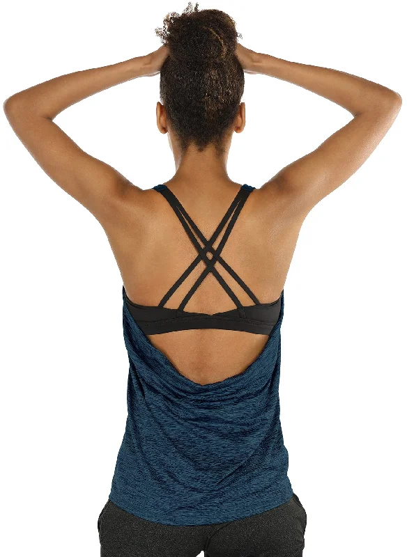 TK1A icyzone Workout Tank Tops Built in Bra - Women's Strappy Athletic Yoga Tops, Exercise Running Gym Shirts