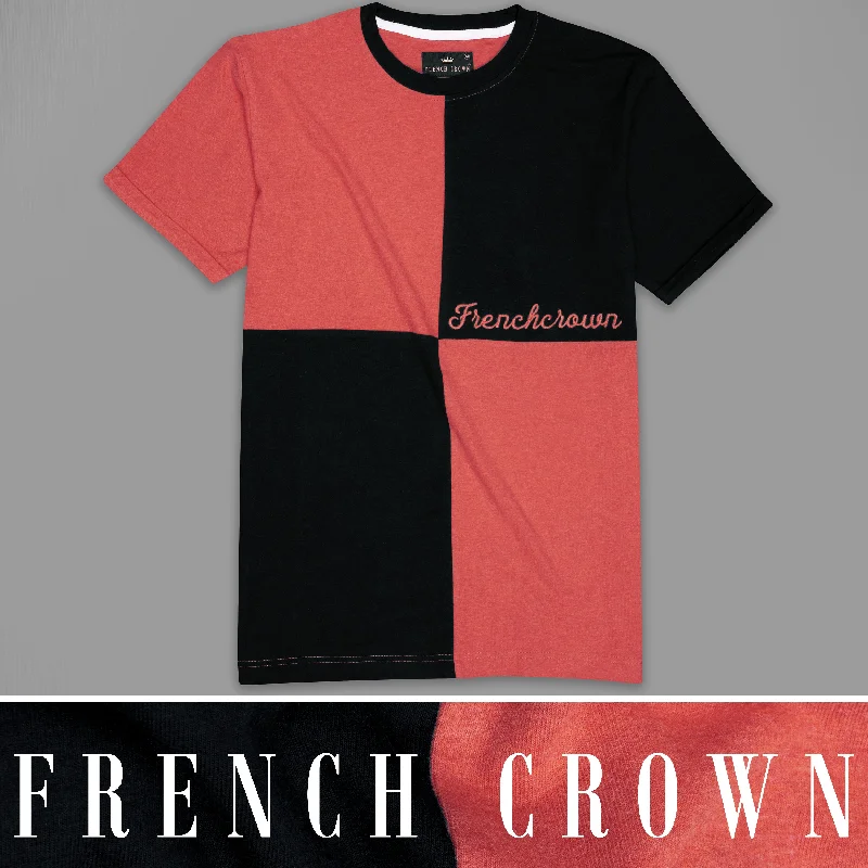 Jade Black and Chestnut Red Premium Cotton T-Shirt