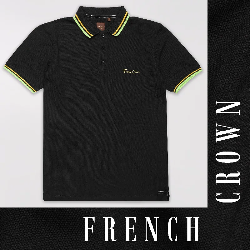 Jade Black Premium Cotton Pique Polo