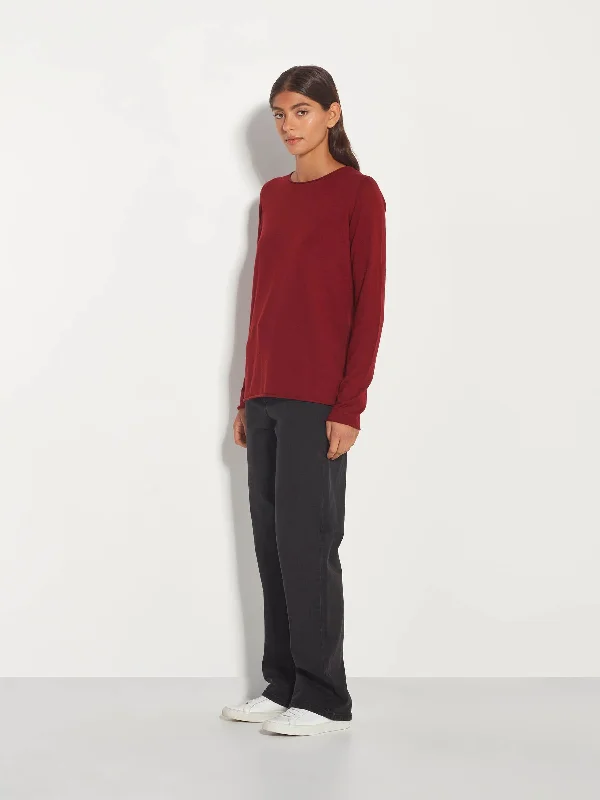 JHL Crew L/S T (Fine Cotton Cashmere) Deep Red