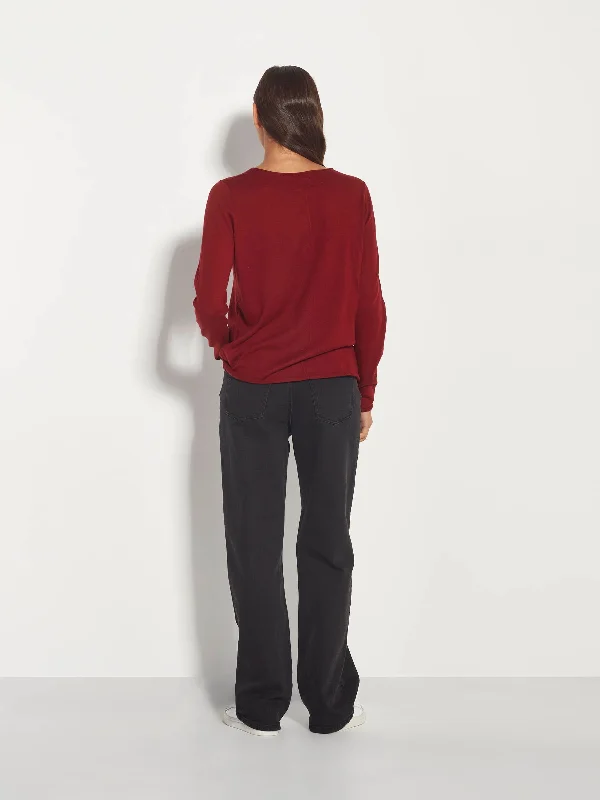 JHL Crew L/S T (Fine Cotton Cashmere) Deep Red