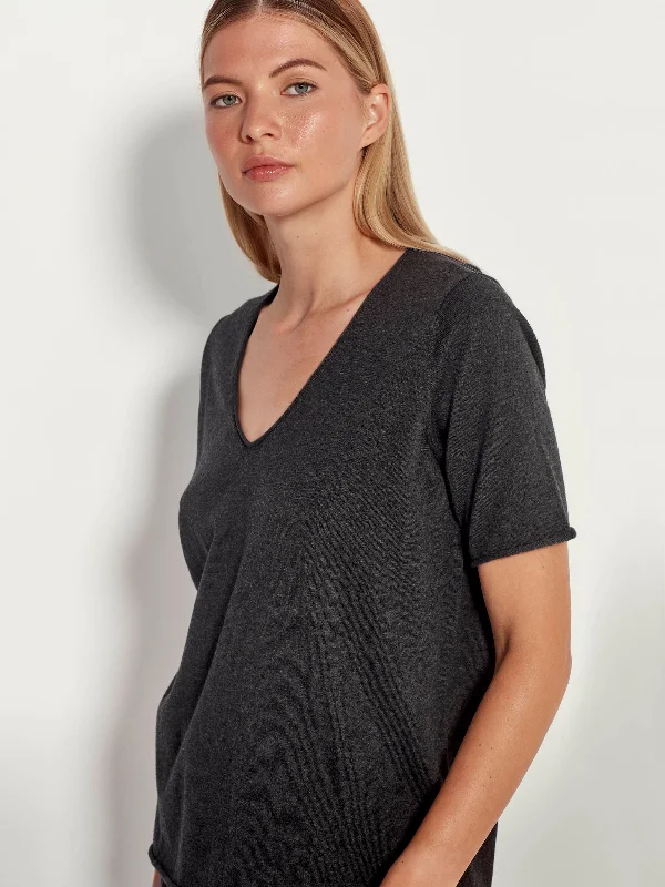 JHL V-Neck T (Fine Cotton Cashmere) Graphite