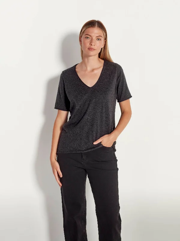 JHL V-Neck T (Fine Cotton Cashmere) Graphite