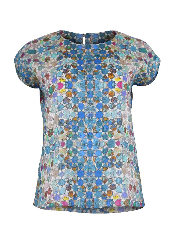 Kaleidoscope Tee Blue in Seersucker