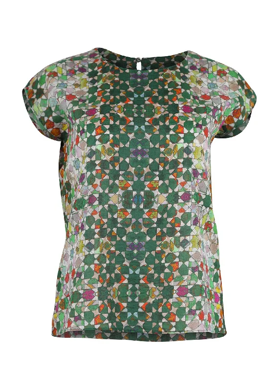 Kaleidoscope Tee Green in Seersucker