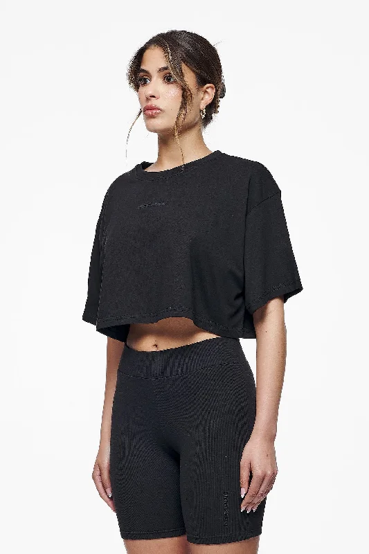 Layla Oversized Cropped Tee Black Gum