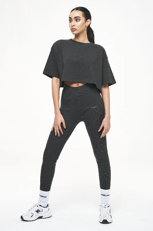 Layla Oversized Cropped Tee Vintage Washed Iron Grey Gum